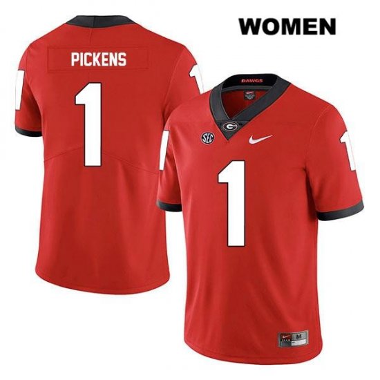 Women's Georgia Bulldogs NCAA #1 George Pickens Nike Stitched Red Legend Authentic College Football Jersey YRQ8054NG